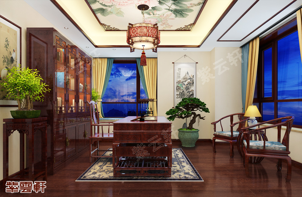 中式<a href=http://www.evcarfamily.com/shufangzhs/ target=_blank class=infotextkey>書房裝修效果圖</a>