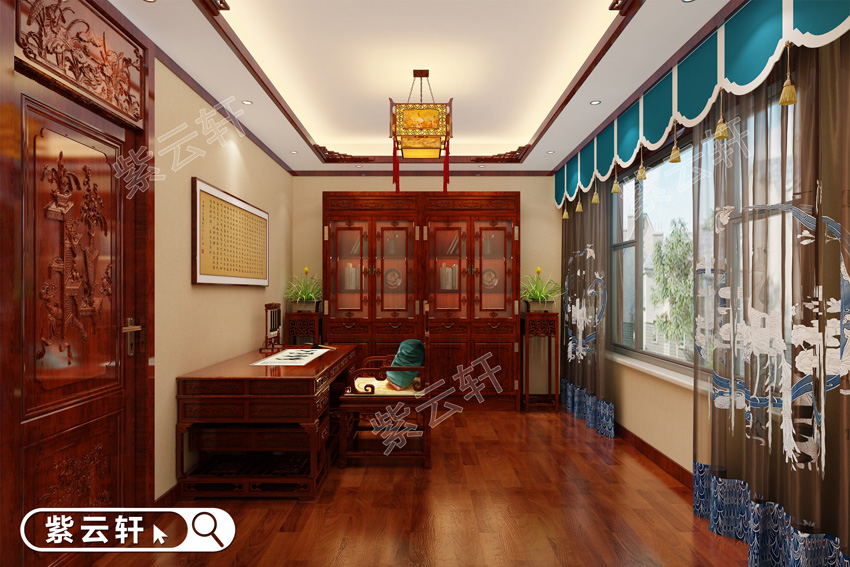 中式<a href=http://www.evcarfamily.com/shufangzhs/ target=_blank class=infotextkey>書房裝修效果圖</a>