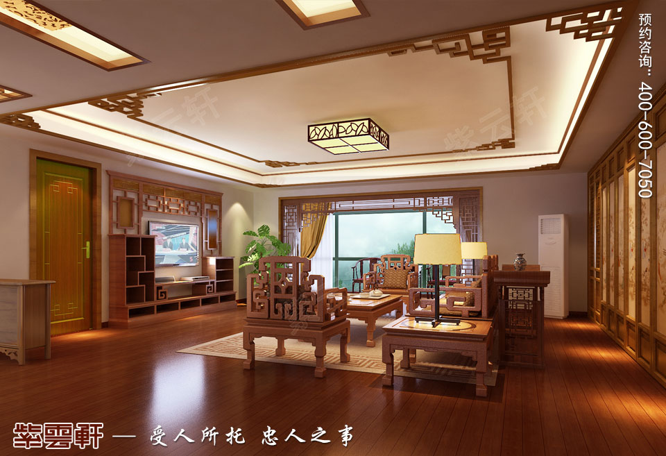 復式樓現(xiàn)代中式裝修客廳效果圖