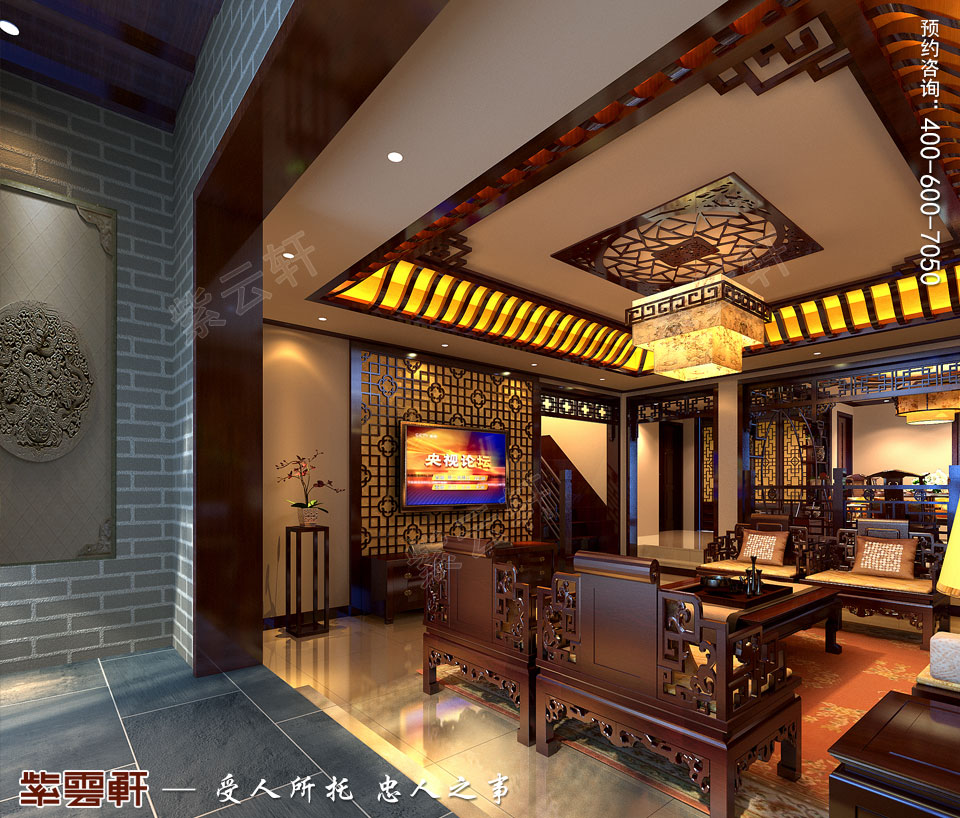 復(fù)式樓<a href=http://www.evcarfamily.com/xiandaizhongshi/ target=_blank class=infotextkey>現(xiàn)代中式風(fēng)格</a>客廳裝修效果圖