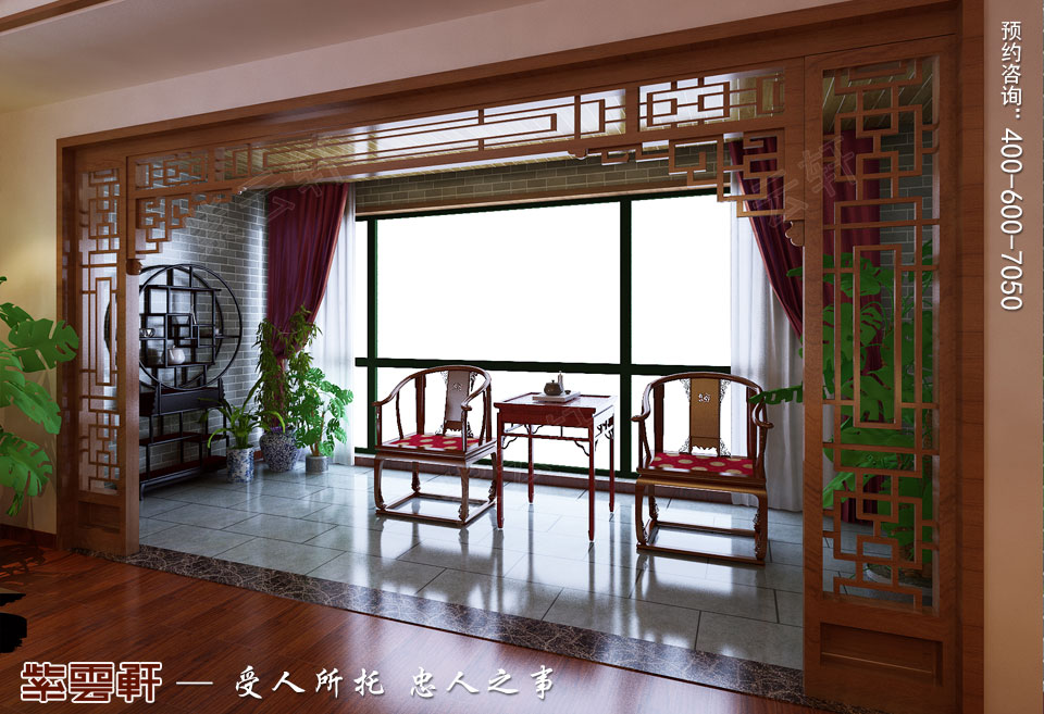 復式樓現(xiàn)代中式裝修陽臺效果圖