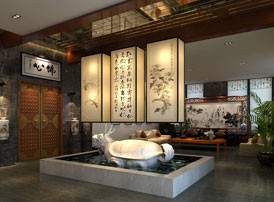湖北荊山萬(wàn)樹會(huì)所現(xiàn)代中式裝修案例  水靜木香，惠風(fēng)和暢